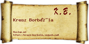 Kresz Borbála névjegykártya