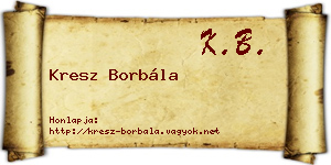 Kresz Borbála névjegykártya